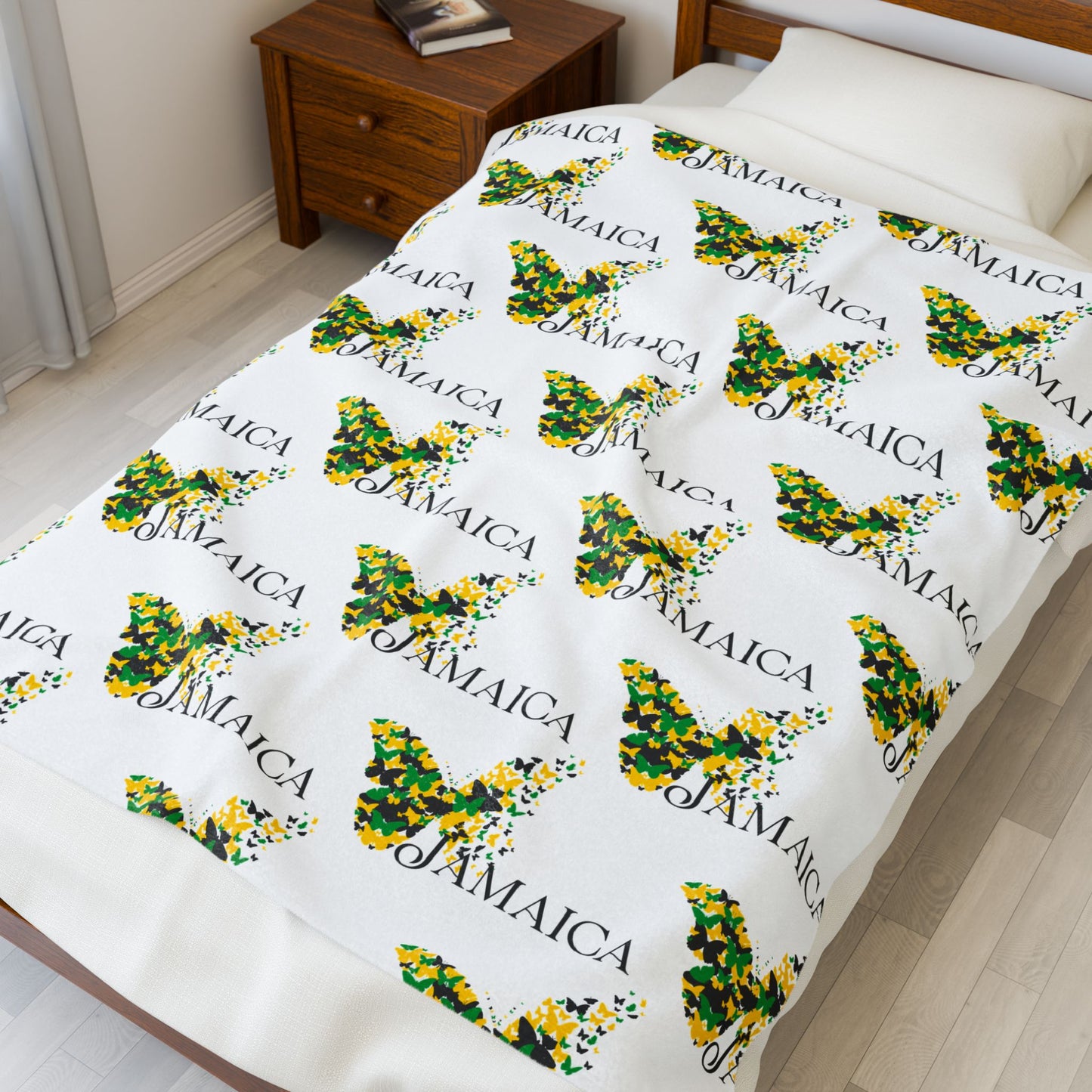 Jamaican Butterfly Cozy Plush Blanket, Ultra-Soft, Warm & Stylish Throw, Jamaican Home Décor