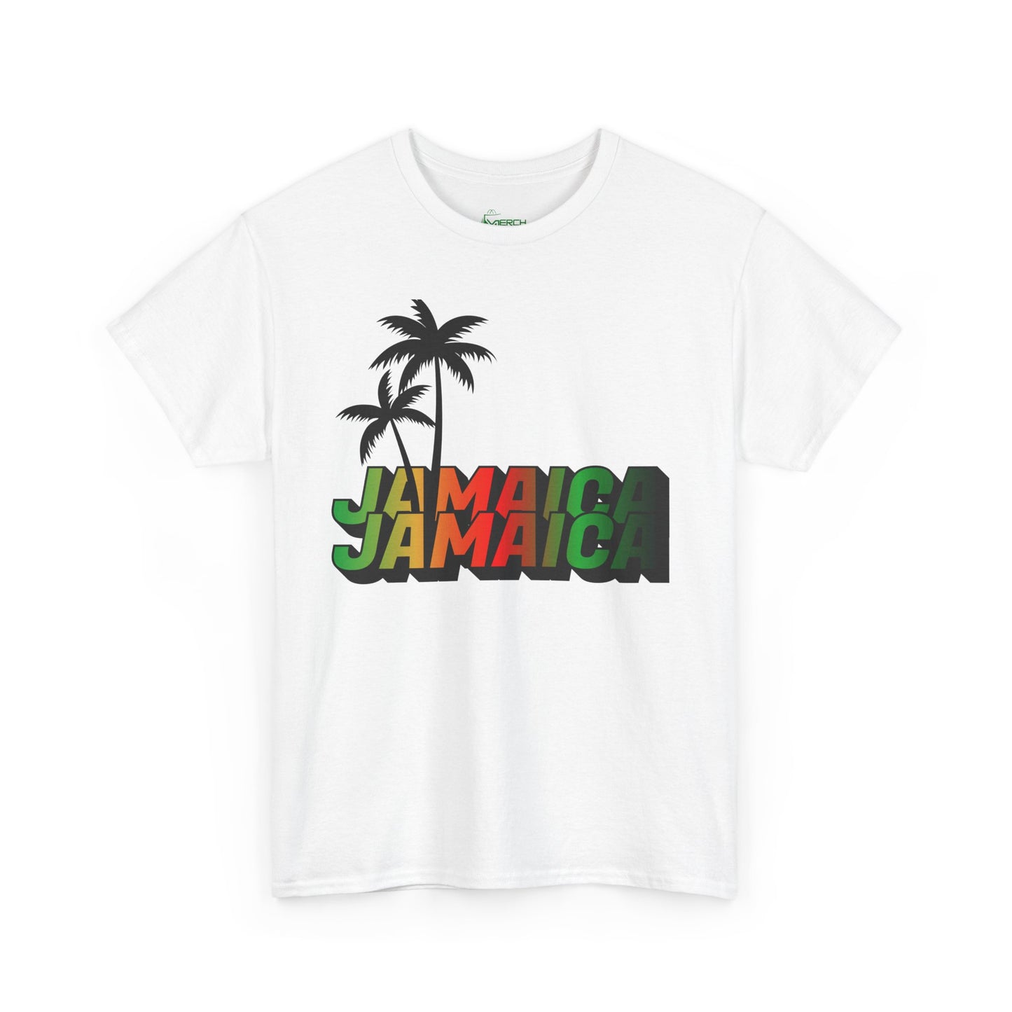 Ombre Red, Green and Gold Jamaica T-shirt, Unisex Cotton Tee, T-Shirt featuring vibrant Jamaica design with palm trees