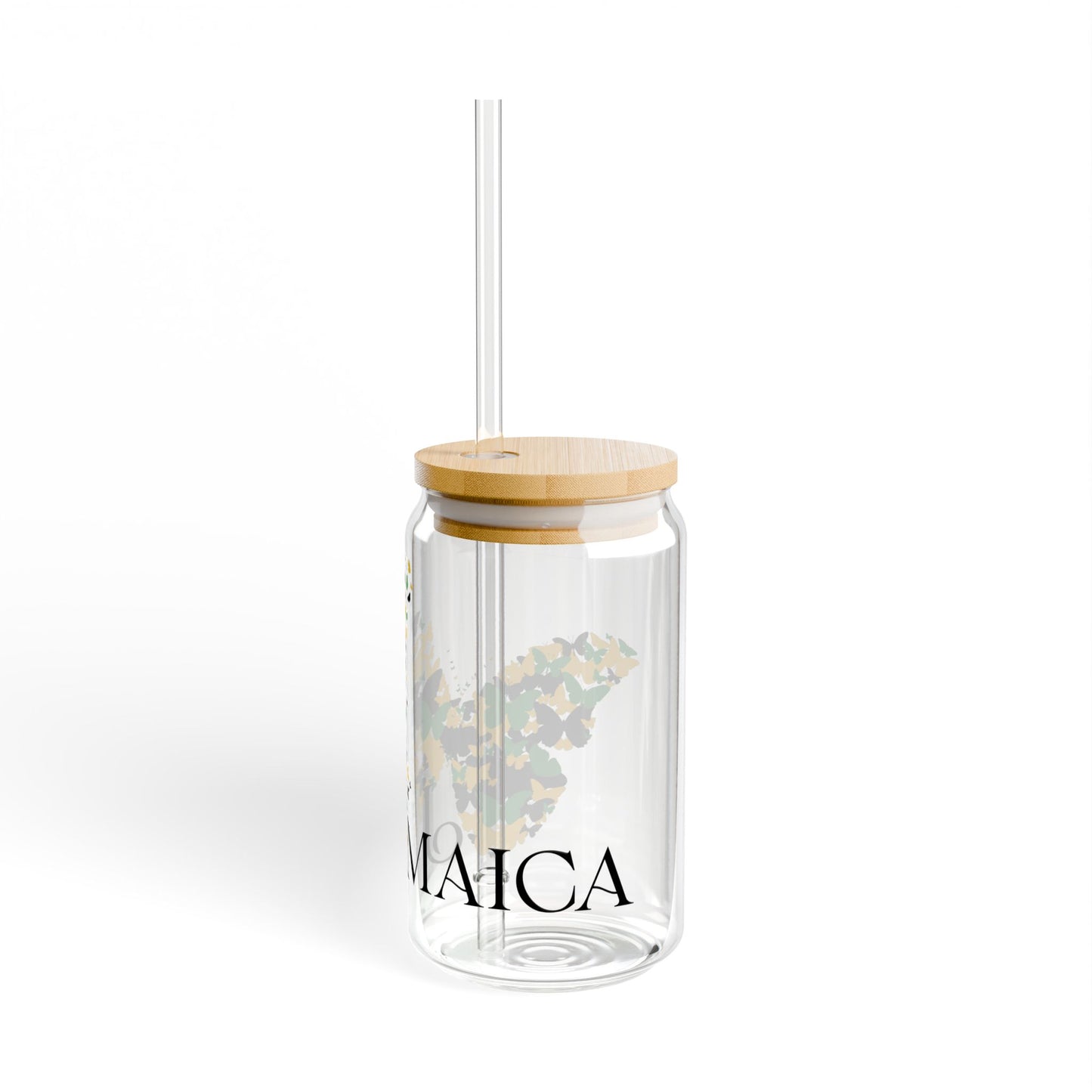 Jamaican Butterfly Sipper Glass | 16oz Eco-Friendly Drinkware